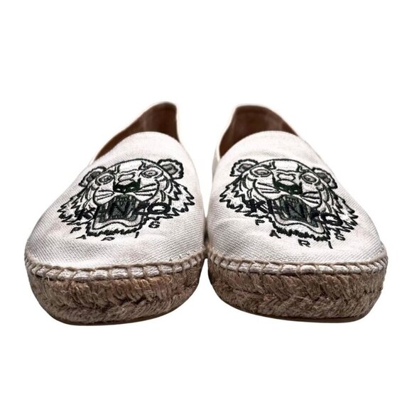 KENZO WHITE GREEN TIGER EMBROIDERED FLAT ESPADRILLE - 39 (7,5 - 8) - Picture 2 of 10